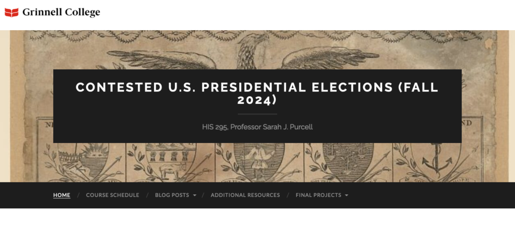 Screenshot of the HIS-295 course blog